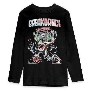 Breakdance Boombox Pastell Lineart streetart - Teenager Premium Bio Langarmshirt - Schwarz - Vorne - AI Model Kid Female (0cm)