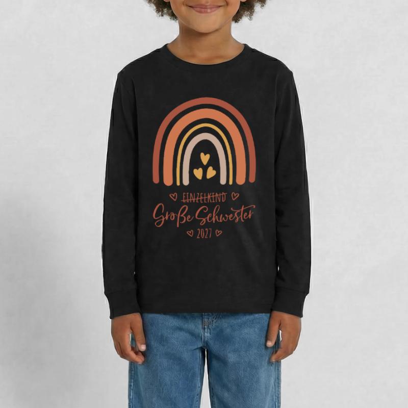 Große Schwester 2027 Boho Regenbogen  Teenager Premium Bio Langarmshirt