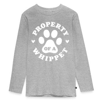 Eigentum eines Whippets - Teenager Premium Bio Langarmshirt - Grau meliert - Vorne