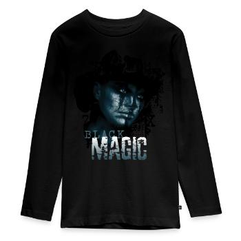 Schwarze Magie Hexe Ritual Kult Beschwörung Geist - Teenager Premium Bio Langarmshirt - Schwarz - Vorne - AI Model Kid Female (0cm)