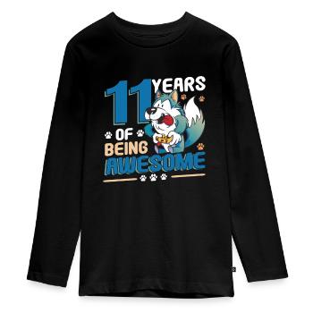 Celebrating 11 Years, 11. Geburtstag - Teenager Premium Bio Langarmshirt - Schwarz - Vorne - AI Model Kid Female (0cm)