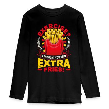 Extra Pommes Frites - Teenager Premium Bio Langarmshirt - Schwarz - Vorne - AI Model Kid Female (0cm)