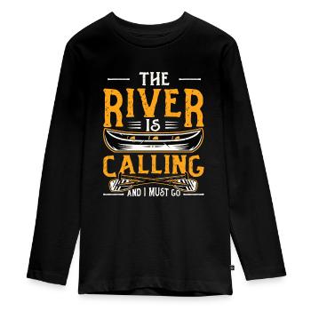 The River Is Calling And I Must Go Kayak Sport - Teenager Premium Organic Long Sleeve Shirt - black - Front - AI Model Kid Female (0cm)