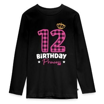 12. Geburtstag Mädchen Geschenk - Teenager Premium Bio Langarmshirt - Schwarz - Vorne - AI Model Kid Female (0cm)