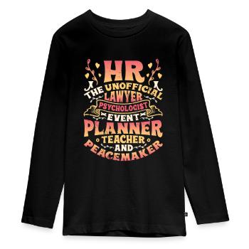 Hr Human Resources - Teenager Premium Organic Long Sleeve Shirt - black - Front - AI Model Kid Female (0cm)