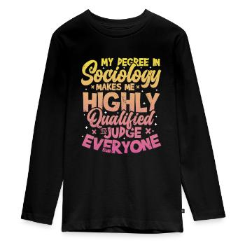 La sociologie me qualifie. - T-shirt manches longues Premium Ado - noir - Devant - AI Model Kid Female (0cm)