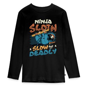 Ninja Sloth lent mais mortel - T-shirt manches longues Premium Ado - noir - Devant - AI Model Kid Female (0cm)