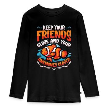 Drôle de jeu de mots anémones poisson-clown - T-shirt manches longues Premium Ado - noir - Devant - AI Model Kid Female (0cm)