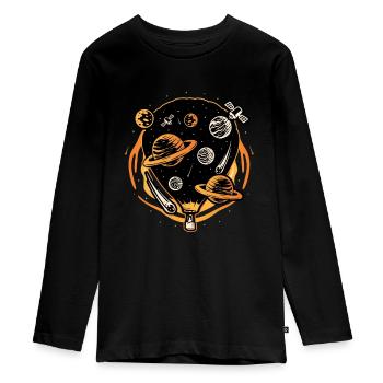 Heißluftballon Im Weltraum - Teenager Premium Bio Langarmshirt - Schwarz - Vorne - AI Model Kid Female (0cm)