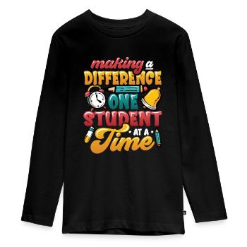 Making a difference - Teenager Premium Organic Long Sleeve Shirt - black - Front - AI Model Kid Female (0cm)