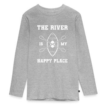 The River Is My Happy Place Bootsmann - Teenager Premium Bio Langarmshirt - Grau meliert - Vorne