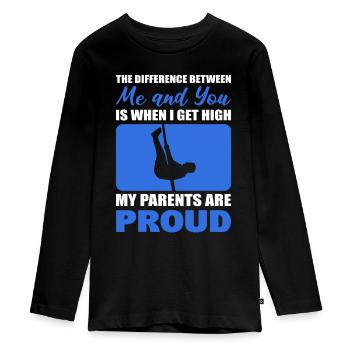 Lustiger Speerwerfer - Teenager Premium Bio Langarmshirt - Schwarz - Vorne - AI Model Kid Female (0cm)