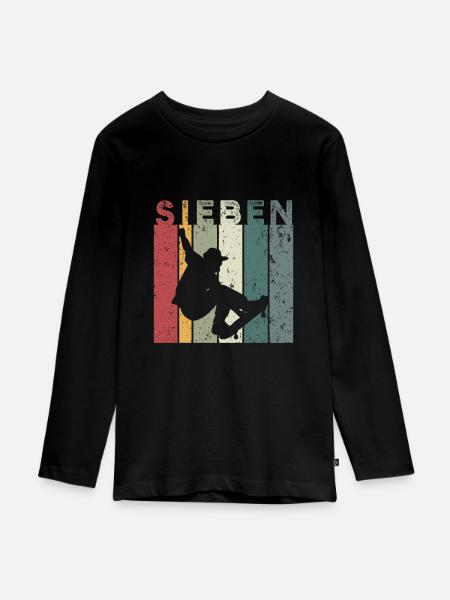 Sieben - Teenager Premium Bio Langarmshirt - Schwarz
