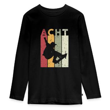 Acht - Teenager Premium Bio Langarmshirt - Schwarz - Vorne - AI Model Kid Female (0cm)