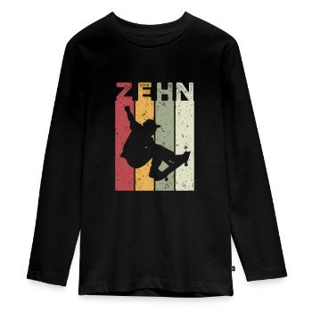 Zehn - Teenager Premium Bio Langarmshirt - Schwarz - Vorne - AI Model Kid Female (0cm)