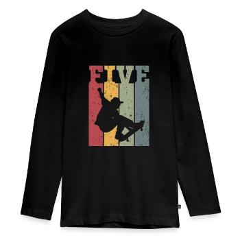 Five - Teenager Premium Organic Long Sleeve Shirt - black - Front - AI Model Kid Female (0cm)