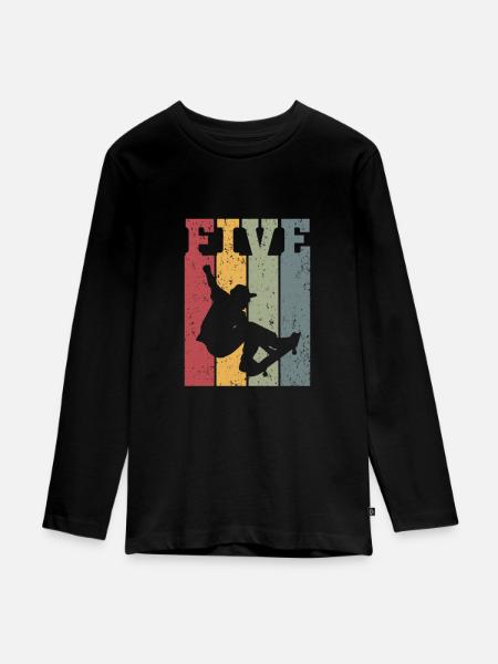 Five - Teenager Premium Organic Long Sleeve Shirt - black