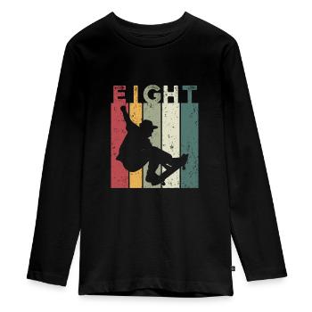 Eight - Teenager Premium Organic Long Sleeve Shirt - black - Front - AI Model Kid Female (0cm)