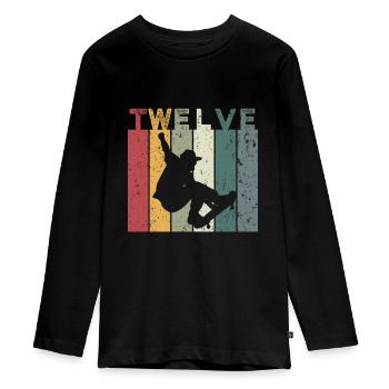 Twelve - Teenager Premium Organic Long Sleeve Shirt - black - Front - AI Model Kid Female (0cm)