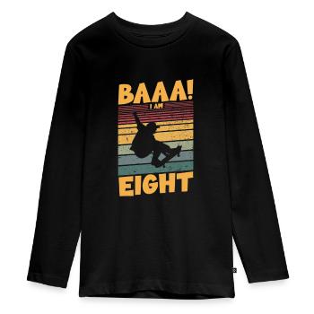 Baaa! I am eight - Teenager Premium Organic Long Sleeve Shirt - black - Front - AI Model Kid Female (0cm)