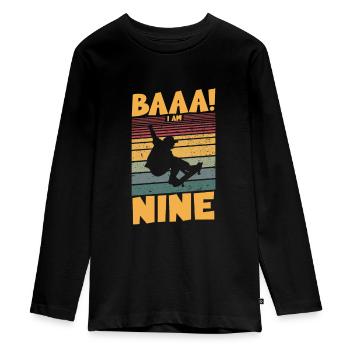 Baaa! I am nine - Teenager Premium Organic Long Sleeve Shirt - black - Front - AI Model Kid Female (0cm)