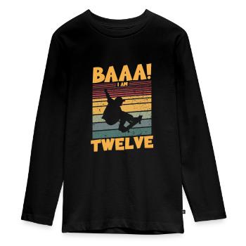 Baaa! I am twelve - Teenager Premium Organic Long Sleeve Shirt - black - Front - AI Model Kid Female (0cm)