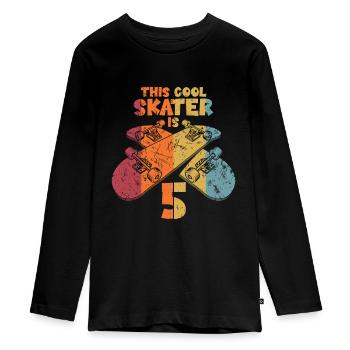 This cool skater is 5 - Teenager Premium Organic Long Sleeve Shirt - black - Front - AI Model Kid Female (0cm)