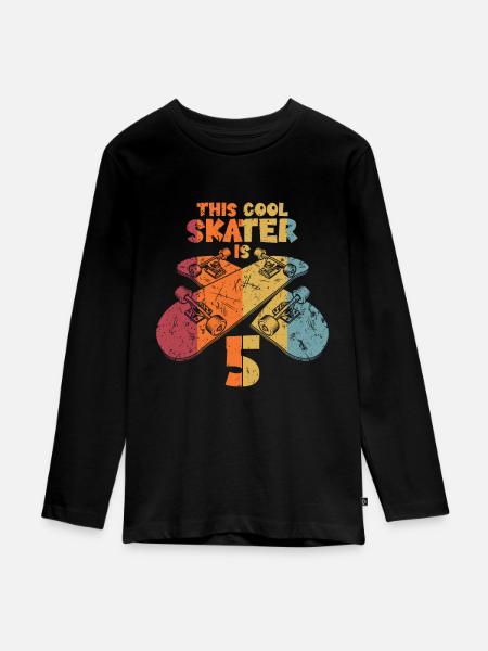This cool skater is 5 - Teenager Premium Organic Long Sleeve Shirt - black