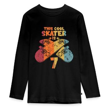 Ce patineur cool a 7 ans - T-shirt manches longues Premium Ado - noir - Devant - AI Model Kid Female (0cm)