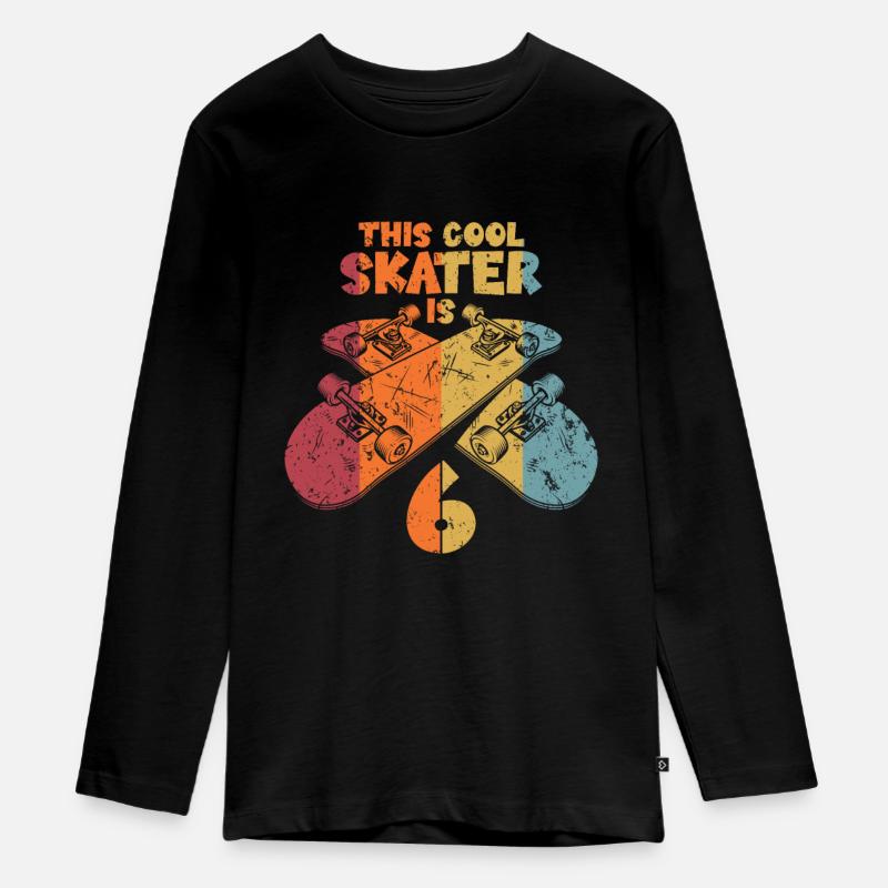 This cool skater is 6 - Teenager Premium Bio Langarmshirt - Schwarz
