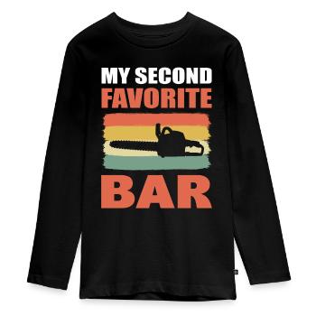 Lustige Kettensäge Logger - Teenager Premium Bio Langarmshirt - Schwarz - Vorne - AI Model Kid Female (0cm)