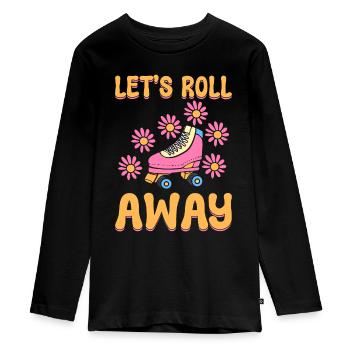 Coole Rollschuhe Eisbahn - Teenager Premium Bio Langarmshirt - Schwarz - Vorne - AI Model Kid Female (0cm)