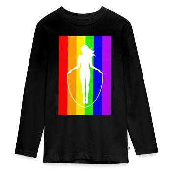 Jumping Rope Jumping Rope Jumping Sticker Shirt - Teenager Premium Organic Long Sleeve Shirt - black - Front - AI Model Kid Female (0cm)