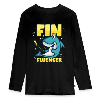 Influenceur Hai Finfluencer - T-shirt manches longues Premium Ado - noir - Devant - AI Model Kid Female (0cm)