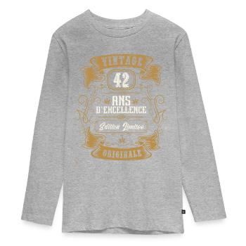 vintage 42 ans, Idée cadeau anniversaire - T-shirt manches longues Premium Ado - gris chiné - Devant