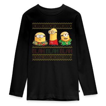 Minions Ugly X-mas Blah - Teenager Premium Bio Langarmshirt - Schwarz - Vorne - AI Model Kid Female (0cm)