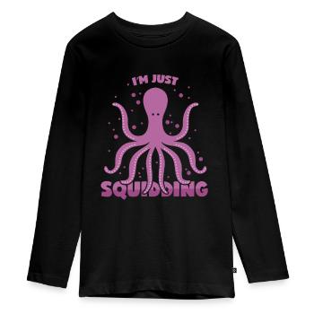Octopus pun Kalmar sort Kraken pun - T-shirt manches longues Premium Ado - noir - Devant - AI Model Kid Female (0cm)