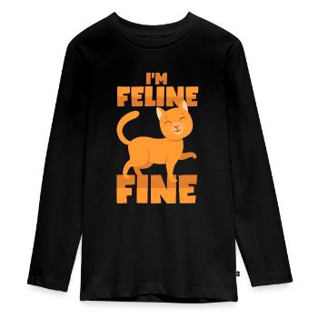 Jeu de mots pour chat - T-shirt manches longues Premium Ado - noir - Devant - AI Model Kid Female (0cm)