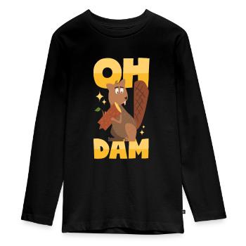 Jeux de mots sur les castors - T-shirt manches longues Premium Ado - noir - Devant - AI Model Kid Female (0cm)