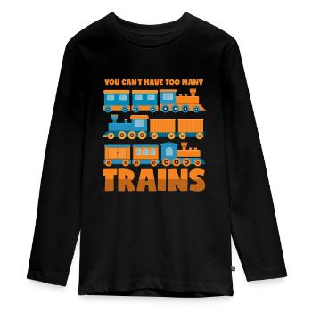 Collectionneur de trains: Trop de trains - T-shirt manches longues Premium Ado - noir - Devant - AI Model Kid Female (0cm)