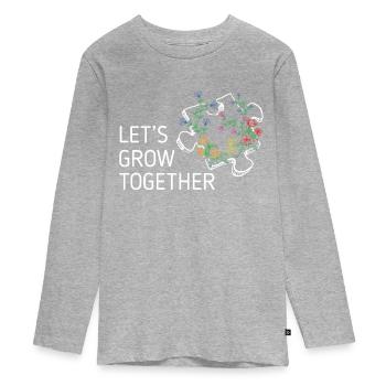 Gemeinsam wachsen spezielle Puzzle-Autismus-Bewusstsein - Teenager Premium Bio Langarmshirt - Grau meliert - Vorne