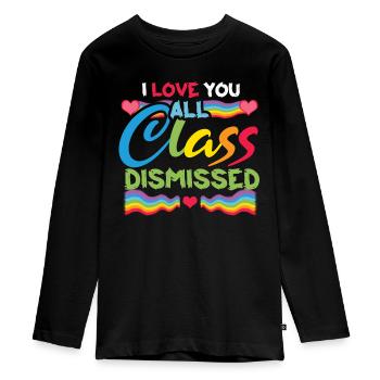 Jour d’école heureux Dernière classe arc-en-ciel rejetée - T-shirt manches longues Premium Ado - noir - Devant - AI Model Kid Female (0cm)