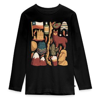 Chili - T-shirt manches longues Premium Ado - noir - Devant - AI Model Kid Female (0cm)