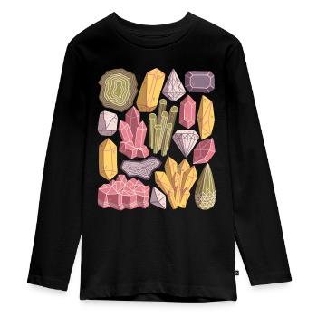 Cristaux, pierres précieuses, minéraux, diamants - T-shirt manches longues Premium Ado - noir - Devant - AI Model Kid Female (0cm)