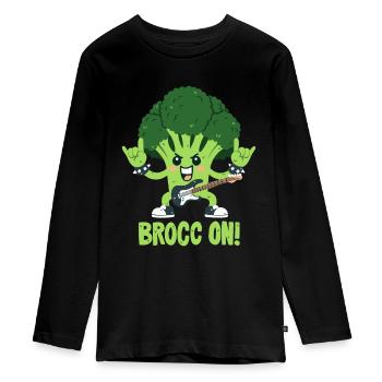 Jeu de mots sur le brocoli - Rock On ! - T-shirt manches longues Premium Ado - noir - Devant - AI Model Kid Female (0cm)