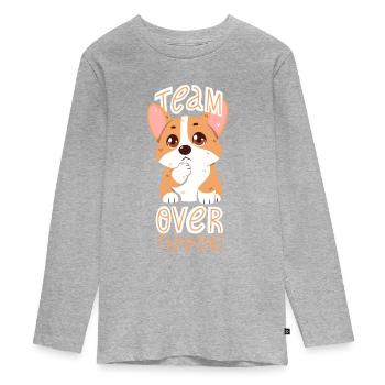 Team Overthinking - Teenager Premium Bio Langarmshirt - Grau meliert - Vorne