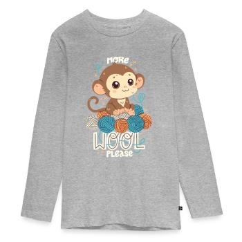 Plus de laine s’il vous plaît - T-shirt manches longues Premium Ado - gris chiné - Devant