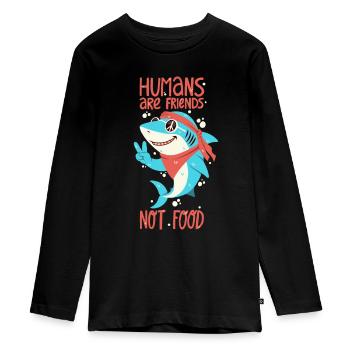 Menschen sind Freunde, kein Fressen - Teenager Premium Bio Langarmshirt - Schwarz - Vorne - AI Model Kid Female (0cm)