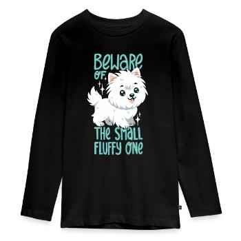 Petit terrier blanc duveteux des West Highlands - T-shirt manches longues Premium Ado - noir - Devant - AI Model Kid Female (0cm)
