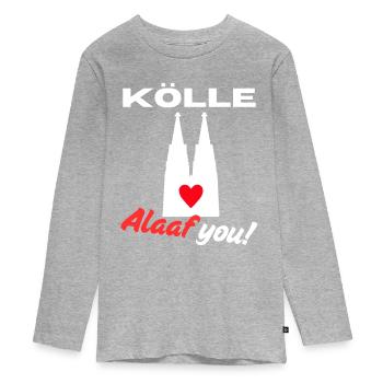 Carnaval Cologne Cologne Alaaf Cathédrale de Cologne Lundi gras - T-shirt manches longues Premium Ado - gris chiné - Devant